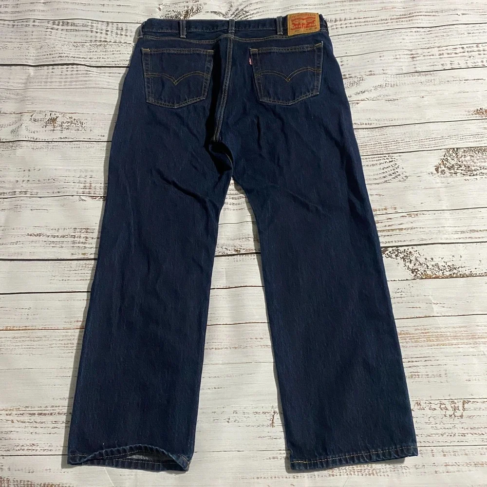 Levis 505 Jeans Black Casual Straight Leg Denim‎ Baggy Men's Size 38x30